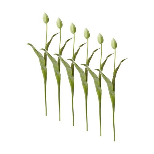 6PK E Style Tulip Stem Durable Artificial Flower Decor Green 9x3x74cm