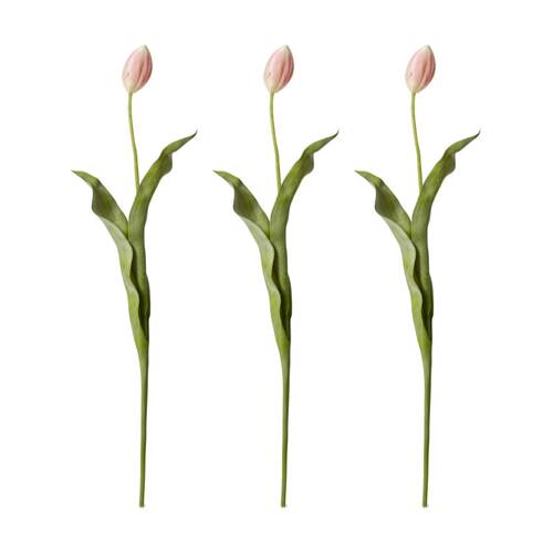 3PK E Style Tulip Stem Durable Artificial Flower Decor Pink 9x3x74cm