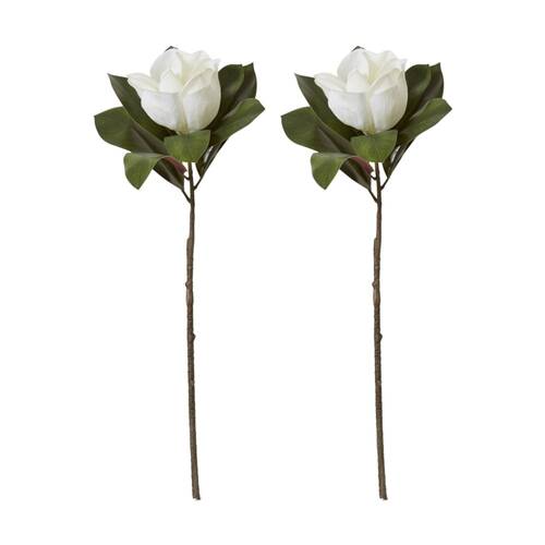 2PK E Style Magnolia Flower Stem Artificial White 30x30x70cm