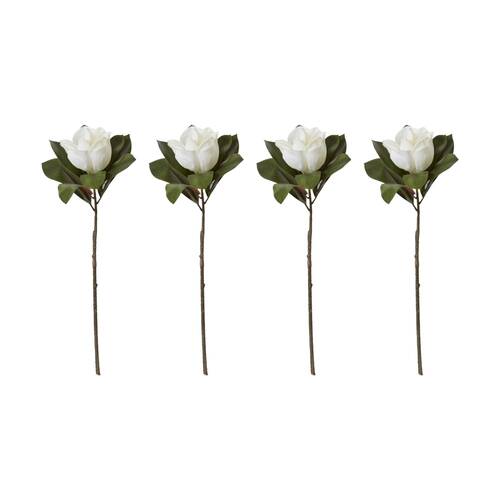 4PK E Style Magnolia Flower Stem Artificial White 30x30x70cm