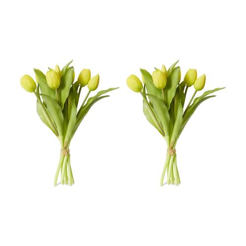 2PK E Style Tulip Petite Artificial Flower Bundle Yellow 22x22x30cm
