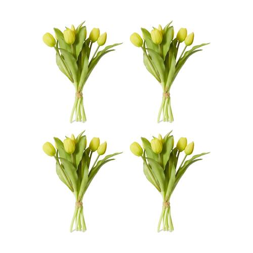 4PK E Style Tulip Petite Artificial Flower Bundle Yellow 22x22x30cm