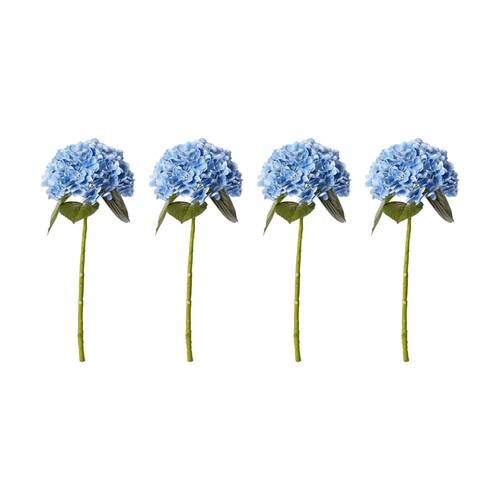 4PK E Style Hydrangea Classic Artificial Flower Stem Blue 30x20x52cm