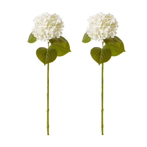 2PK E Style Hydrangea Garden Stem Artificial Flower White 26x20x61cm