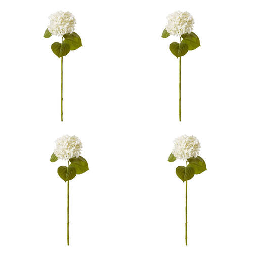 4PK E Style Hydrangea Garden Stem Artificial Flower White 26x20x61cm