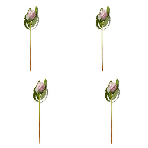 4PK E Style Protea Stem Durable Artificial Flower Decor Pink 18x18x71cm