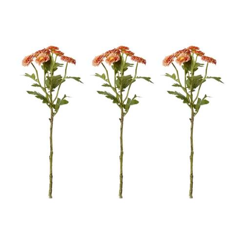 3PK E Style Chrysanthemum Spray Artificial Flower Decor Orange 22x16x56cm