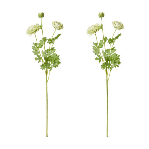 2PK E Style Ranunculus Floral Stem Spray Artificial Flower Green 20x18x64cm