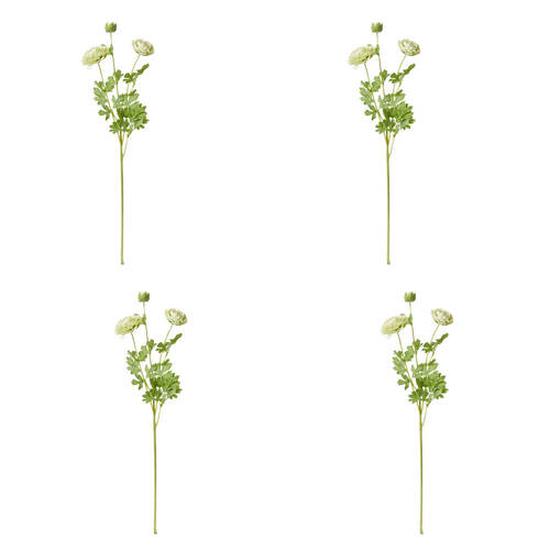 4PK E Style Ranunculus Floral Stem Spray Artificial Flower Green 20x18x64cm