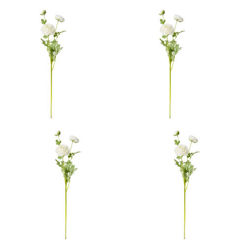 4PK E Style Ranunculus Floral Stem Spray Artificial Flower White 20x18x64cm