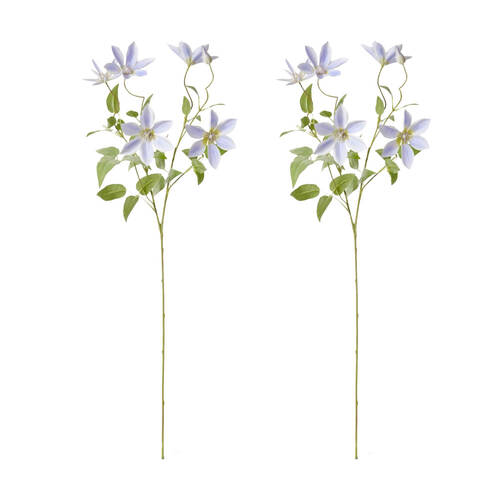 2PK E Style Clematis Stem Durable Artificial Flower Purple 42x20x86cm