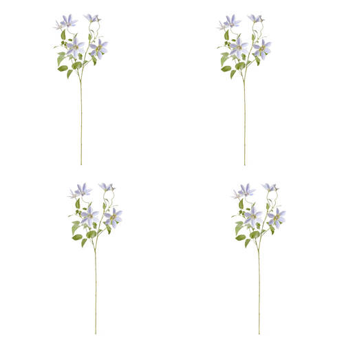 4PK E Style Clematis Stem Durable Artificial Flower Purple 42x20x86cm