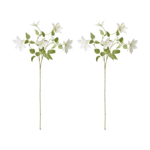 2PK E Style Clematis Stem Durable Artificial Flower White 42x20x86cm