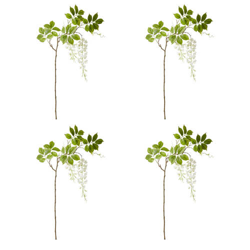 4PK E Style Wisteria Hanging Spray Plant Artificial Flower White 36x30x127cm