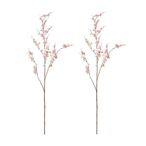 2PK E Style Blossom Plum Spray Durable Artificial Flower Pink 38x16x109cm