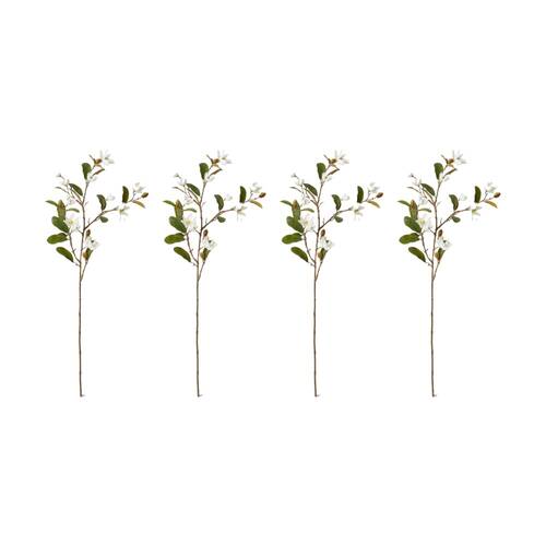 4PK E Style Magnolia Pearl Spray Artificial Flower White 36x16x84cm