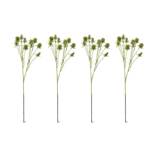 4PK E Style Thistle Spray Stem Artificial Flower Plant Green 24x12x69cm