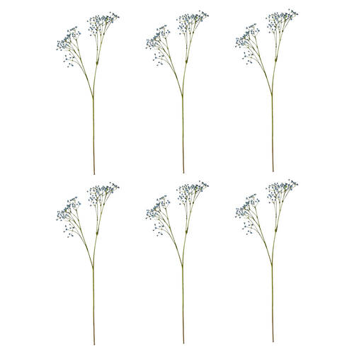 6PK E Style Gypsophila Baby's Breath Spray Artificial Flower Blue 28x16x74cm