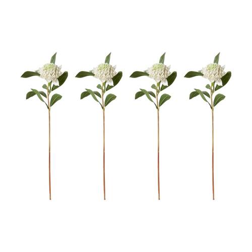 4PK E Style Waratah Floral Stem Durable Artificial Flower White 24x22x69cm