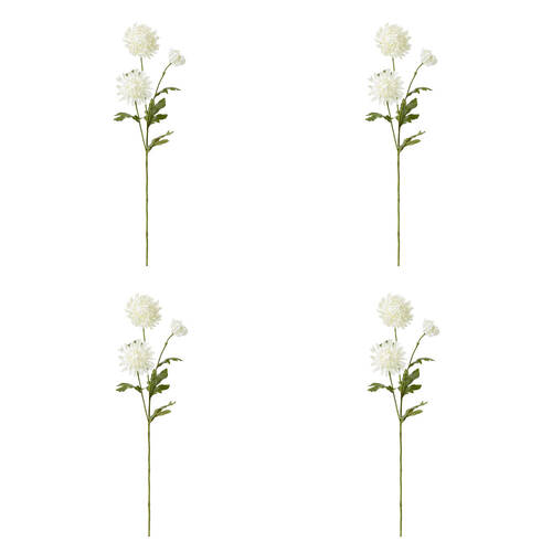 4PK E Style Chrysanthemum Spray Artificial Flower Stem White 16x9x64cm