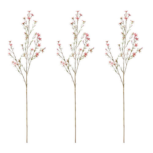 3PK E Style Wax Flower Spray Durable Artificial Floral Stem Pink 20x5x79cm
