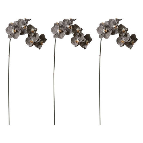 3PK E Style Phalaenopsis Orchid Stem Artificial Flower Black 20x8x95cm