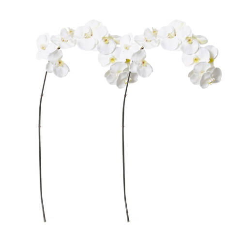 2PK E Style Phalaenopsis Orchid Stem Artificial Flower Yellow White 20x8x112cm