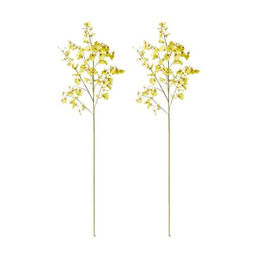 2PK E Style Orchid Dancing Spray Stem Artificial Flower Yellow 36x30x102cm