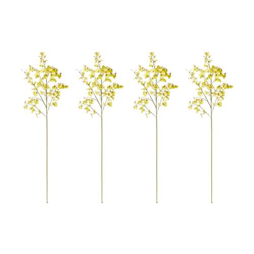 4PK E Style Orchid Dancing Spray Stem Artificial Flower Yellow 36x30x102cm
