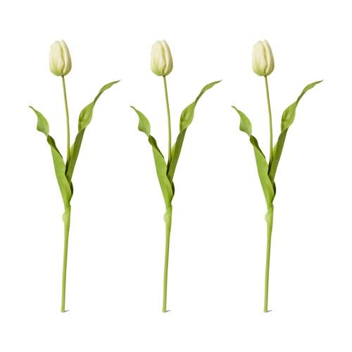 3PK E Style Tulip Dutch Stem Durable Decor Artificial Flower Green 13x10x57cm