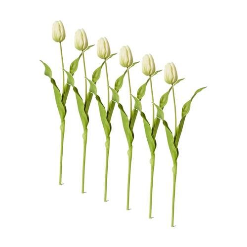 6PK E Style Tulip Dutch Stem Durable Decor Artificial Flower Green 13x10x57cm