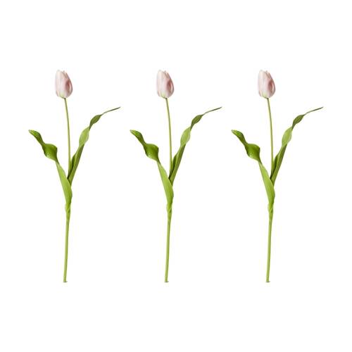 3PK E Style Tulip Dutch Stem Durable Decor Artificial Flower Pink 13x10x57cm