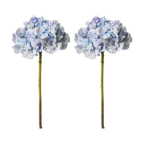 2PK E Style Hydrangea Stem Artificial Flower Durable Decor Blue 25x25x53cm