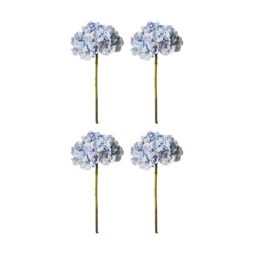 4PK E Style Hydrangea Stem Artificial Flower Durable Decor Blue 25x25x53cm