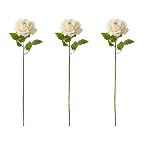 3PK E Style Rose Garden Stem Durable Artificial Flower Champagne 22x14x66cm