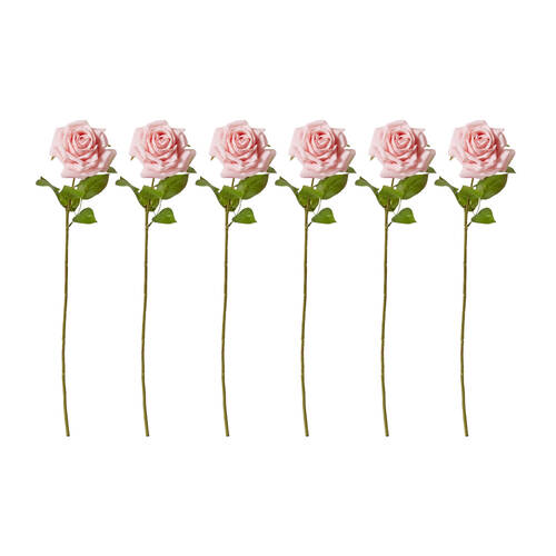6PK E Style Rose Garden Stem Durable Artificial Flower Pink 22x14x66cm