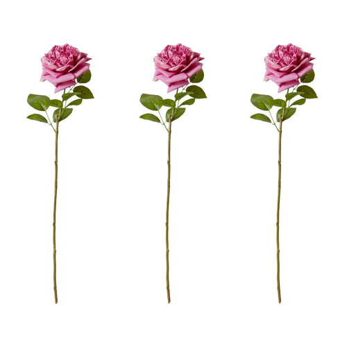 3PK E Style Rose Austin Stem Elegant Artificial Flower Mauve 22x14x66cm