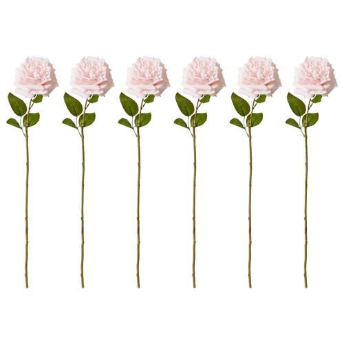 6PK E Style Rose Austin Stem Elegant Artificial Flower Soft Pink 22x14x66cm