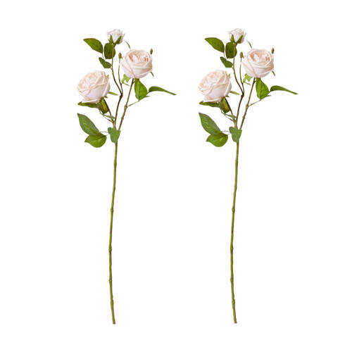 2PK E Style Rose Austin Spray Elegant Artificial Flower Blush Pink 24x16x78cm