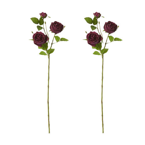 2PK E Style Rose Austin Spray Elegant Artificial Flower Burgundy 24x16x78cm