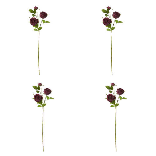 4PK E Style Rose Austin Spray Elegant Artificial Flower Burgundy 24x16x78cm