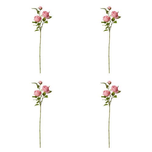 4PK E Style Rose Austin Spray Elegant Artificial Flower Dark Pink 24x16x78cm