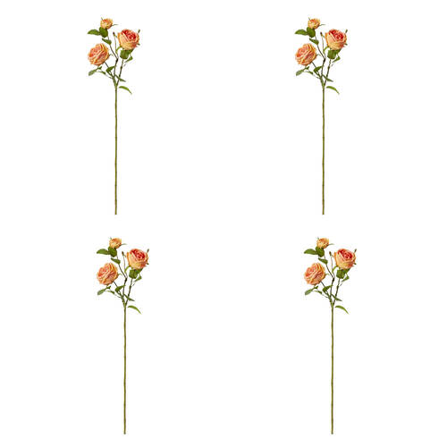 4PK E Style Rose Austin Spray Elegant Artificial Flower Orange 24x16x78cm