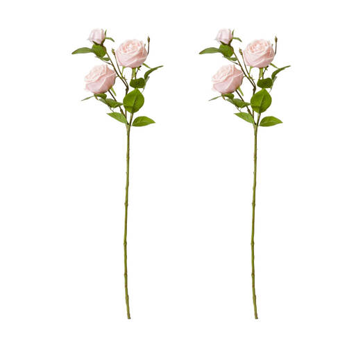 2PK E Style Rose Austin Spray Elegant Artificial Flower Soft Pink 24x16x78cm