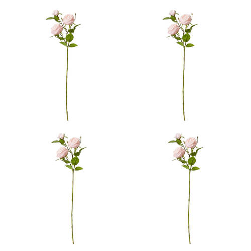4PK E Style Rose Austin Spray Elegant Artificial Flower Soft Pink 24x16x78cm
