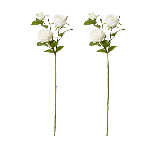 2PK E Style Rose Austin Spray Elegant Artificial Flower White 24x16x78cm