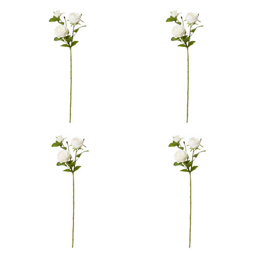 4PK E Style Rose Austin Spray Elegant Artificial Flower White 24x16x78cm