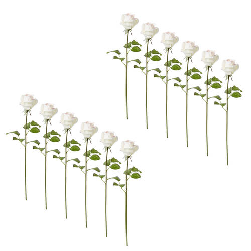12PK E Style Rose Classic Short Stem Artificial Flower Pink Cream 14x12x45cm