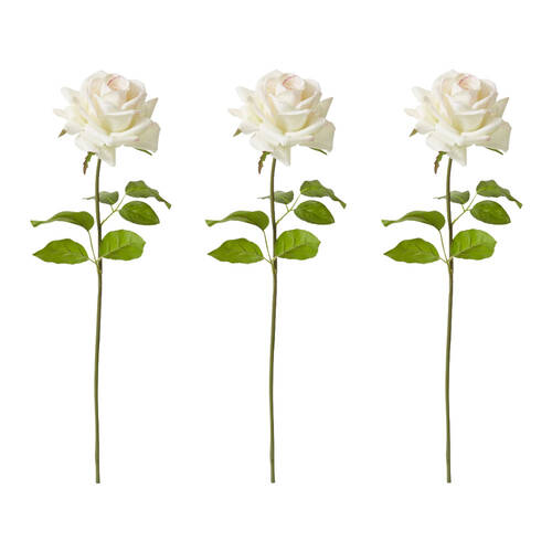 3PK E Style Rose Garden Short Stem Artificial Flower Pink Cream 14x12x45cm