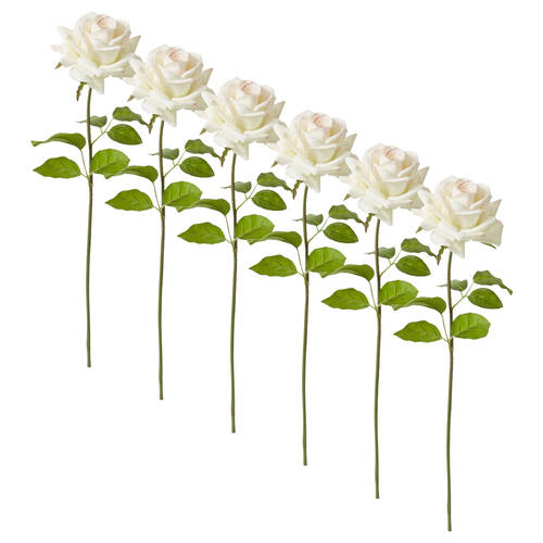 6PK E Style Rose Garden Short Stem Artificial Flower Pink Cream 14x12x45cm